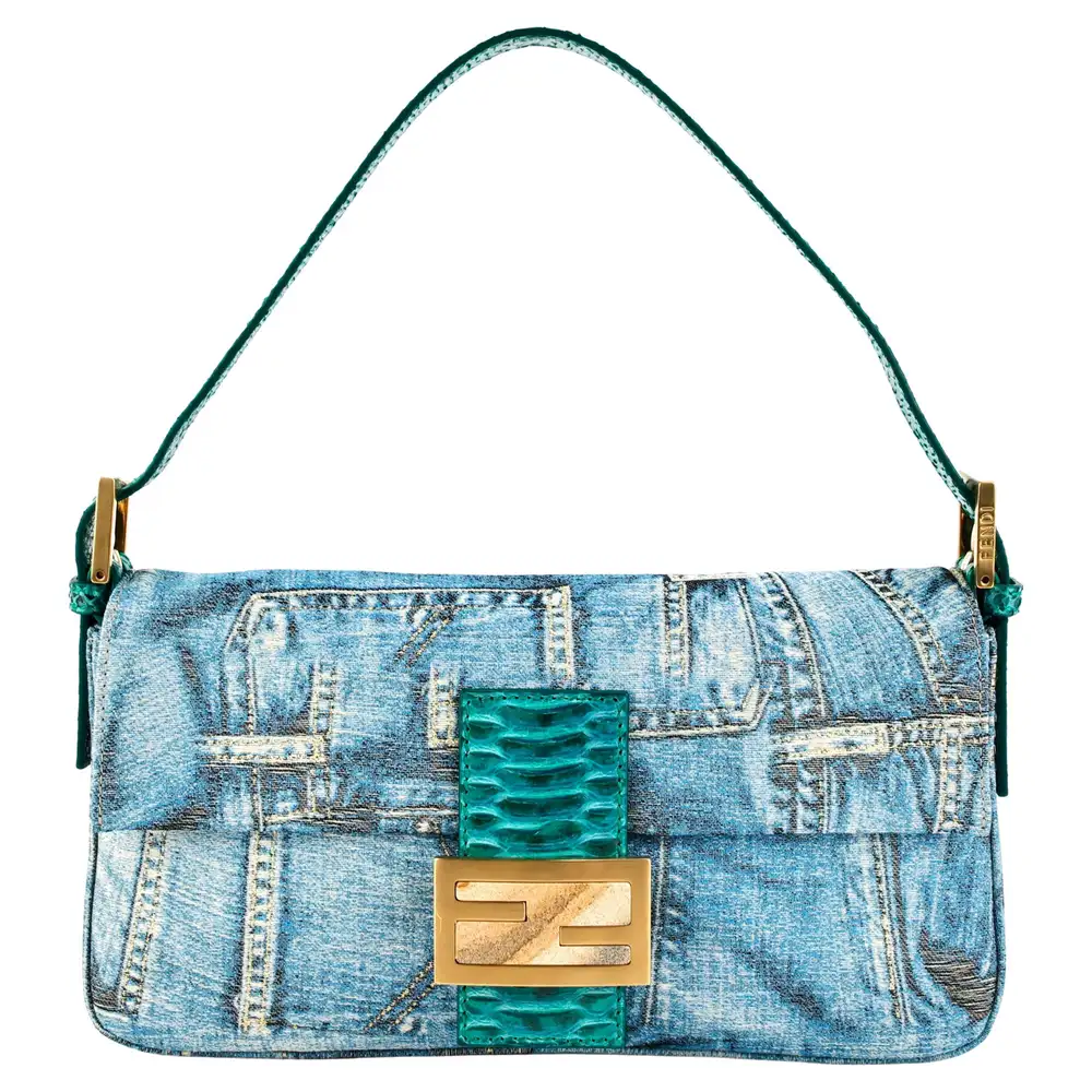 denim fendi baguette bag
