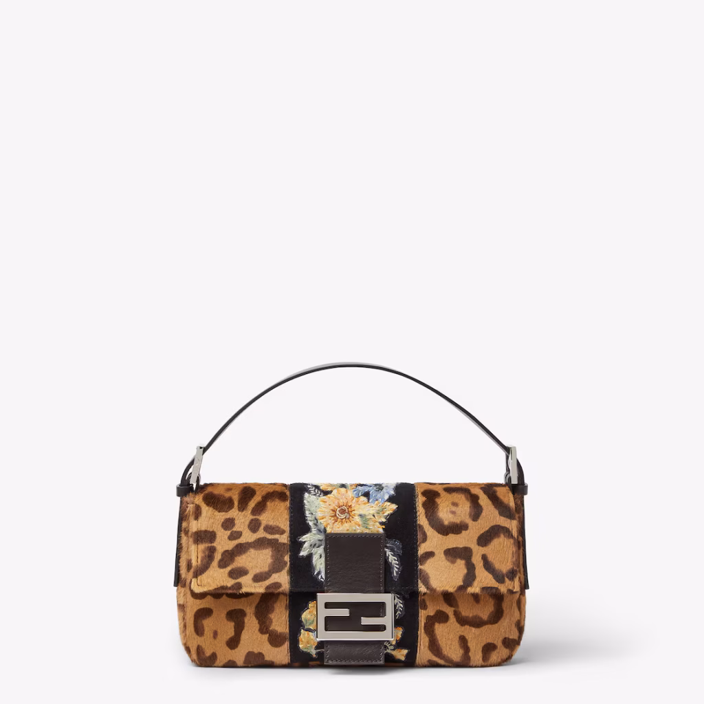 fendi jaguar print baguette bag