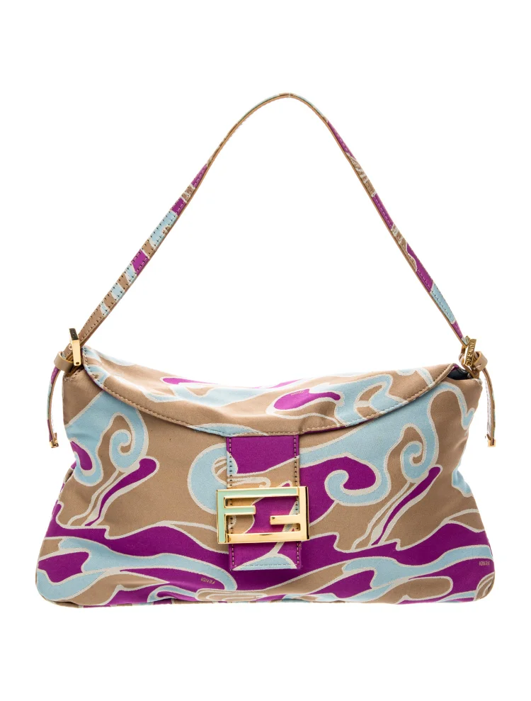 purple and sky blue fendi baguette bag