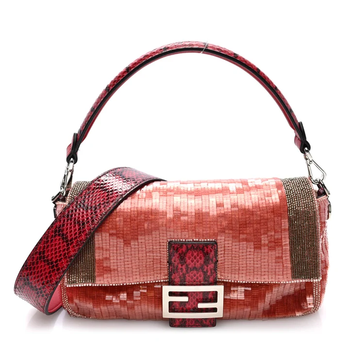 red sequin and snakeskin reedition bag