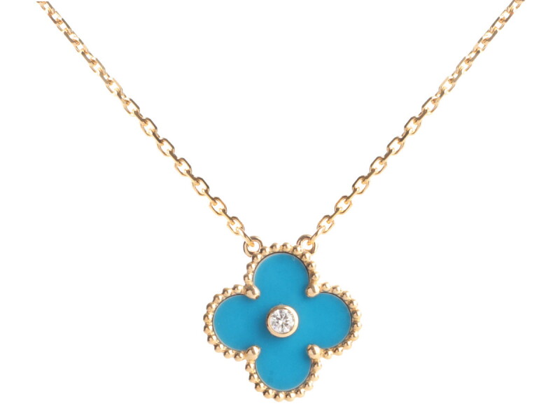 Gold, Blue Sèvres Porcelain and Diamond Vintage Alhambra Limited Edition Holiday Pendant Necklace