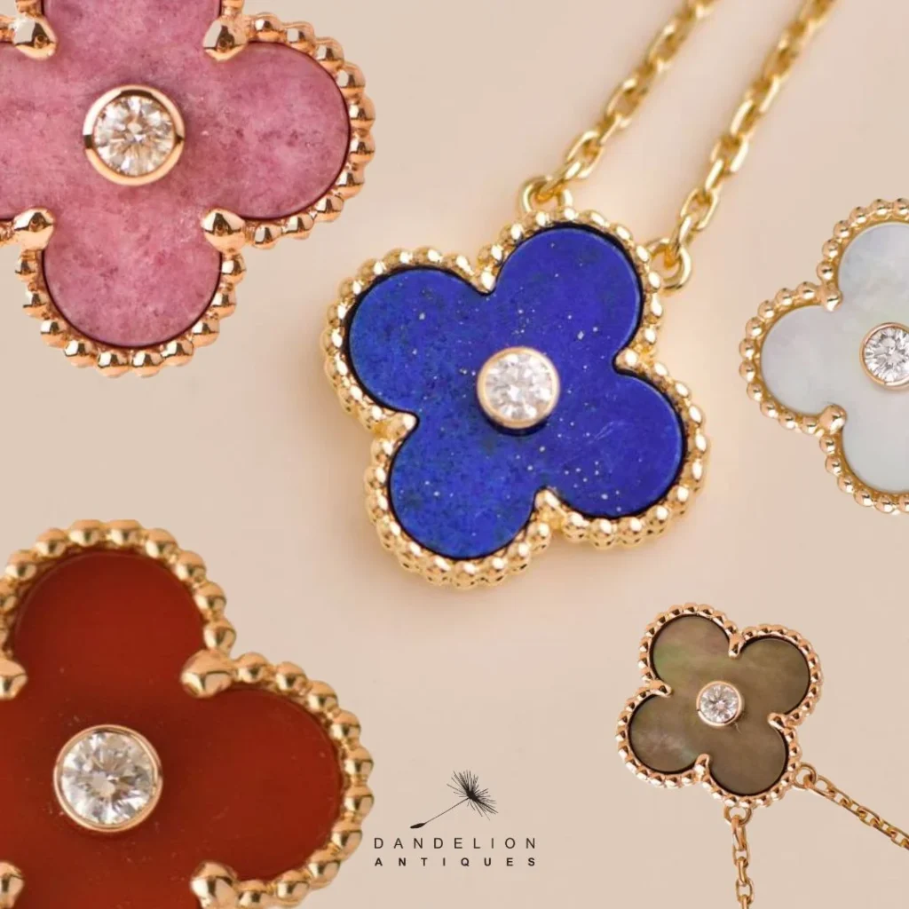a group of five van cleef and arpels holiday pendants