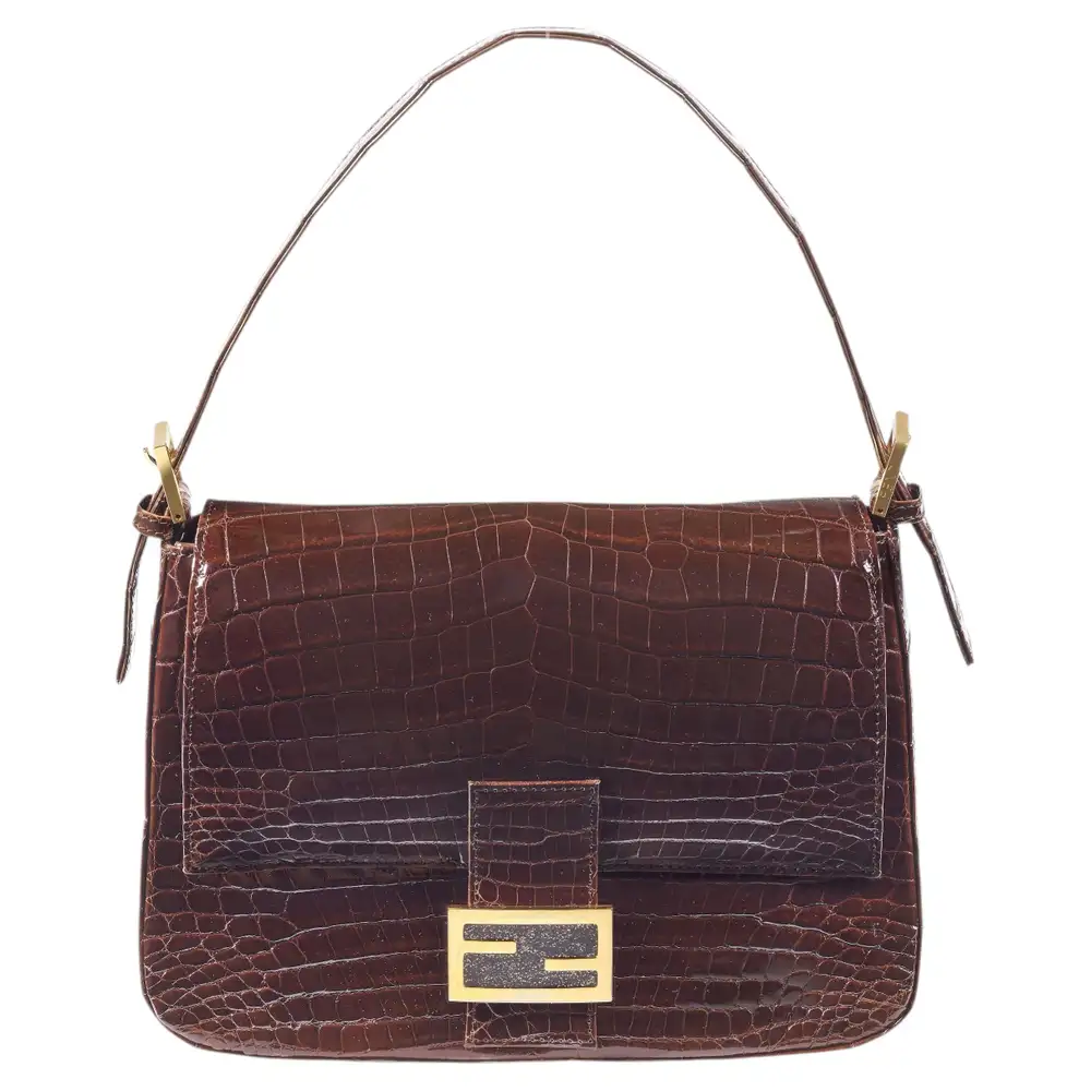 vintage brown crocodile fendi mama baguette